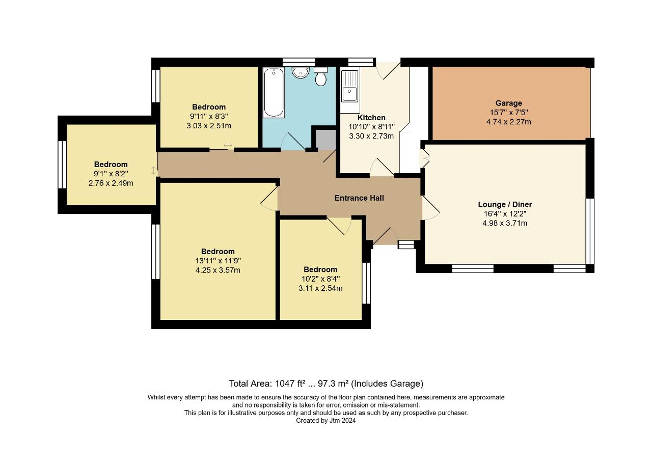 Floorplan of Winston Close, North Bersted, Bognor Regis, West Sussex, PO21 5DE