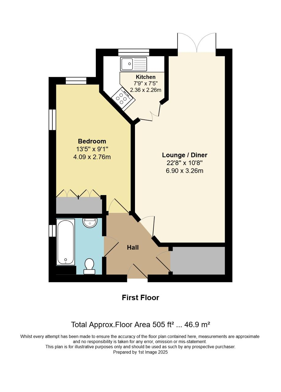Floorplan of Caen Stone Court, Queens Street, Arundel, West Sussex, BN18 9FE